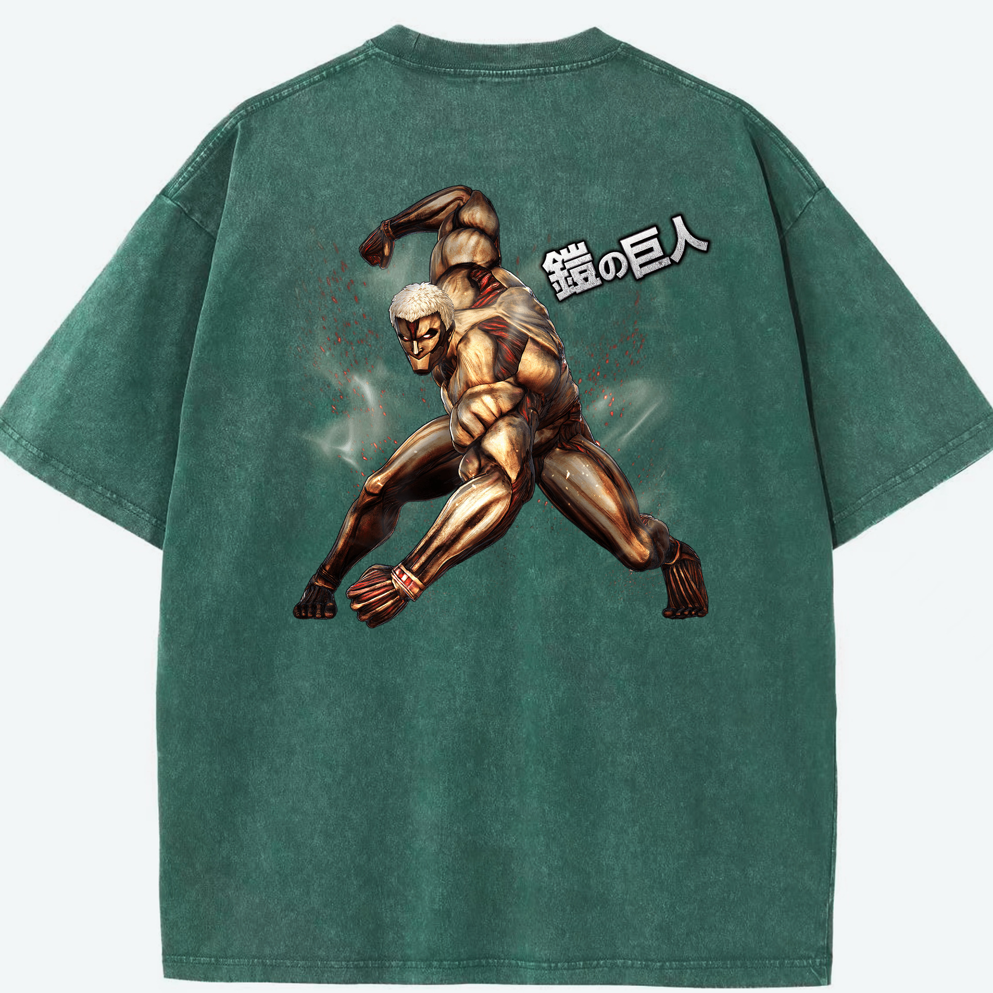 （画像用） 進撃の巨人 Attack on Titan 綿100% ヴィンテージ風 半袖Tシャツ（背面プリント）